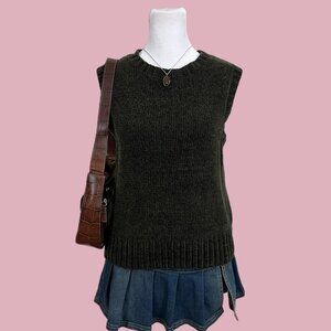 Dark green vintage sweater vest knitwear